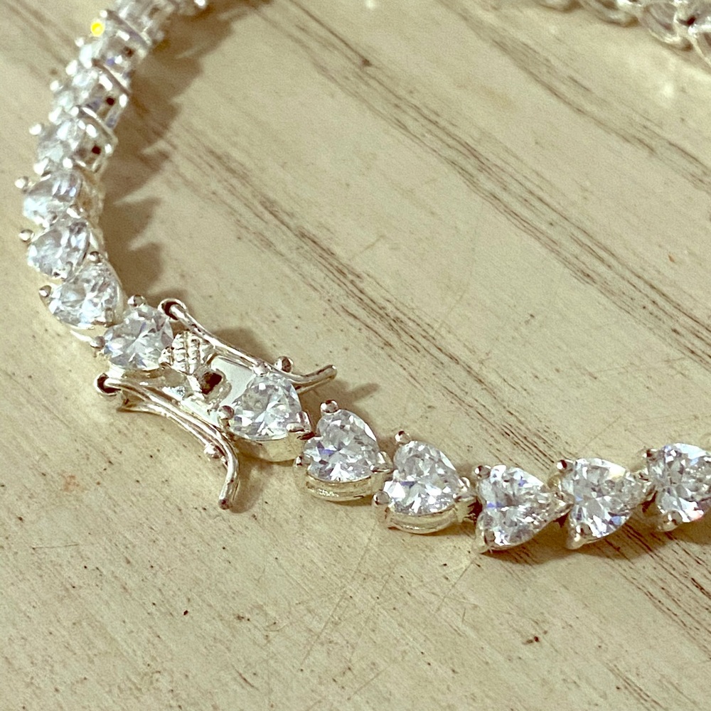Cubic Zirconia Heart Tennis Bracelet